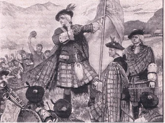 Der Earl of Mar erhebt den Standard des Prätendenten AD 1715